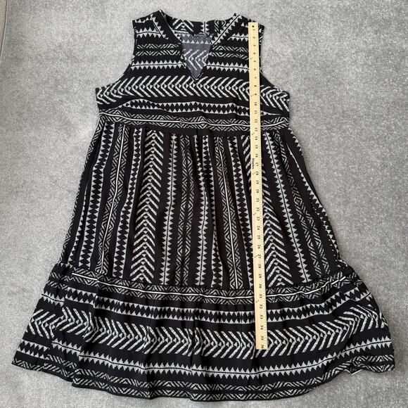 Bloomchic Dress Womens 16 Black Geometric Sleeveless Swing Sundress Ruffle Hem - Picture 6 of 7